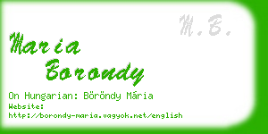 maria borondy business card