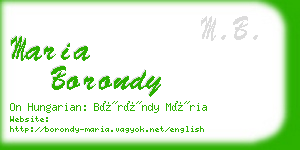 maria borondy business card